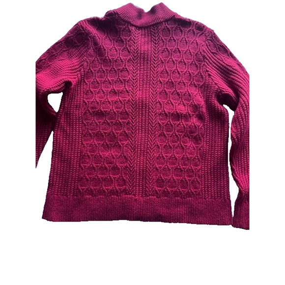 Charter Club Size L Front Zip up Cable Knit Sweater RED Pre-owned, Excellent - Picture 7 of 8